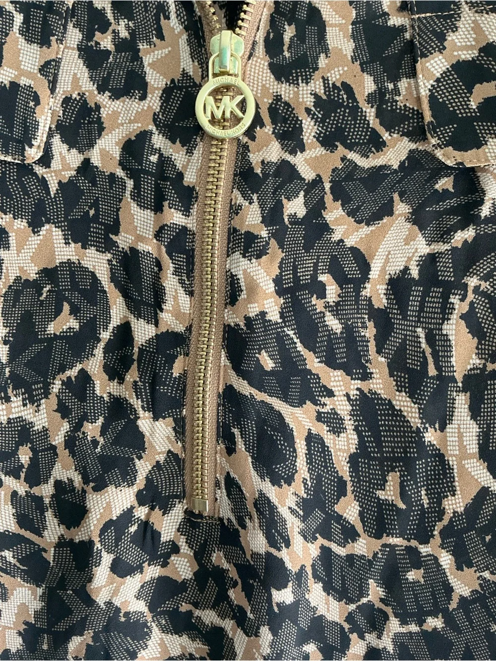 NWT Michael Kors Brown Leopard Print 3/4 Zip Women’s plus  Sz 1X